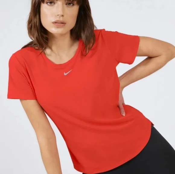 Nike Women's Dri-Fit One Luxe Tee T-Shirt Small Red Soft Breathable Recycled - Picture 2 of 16
